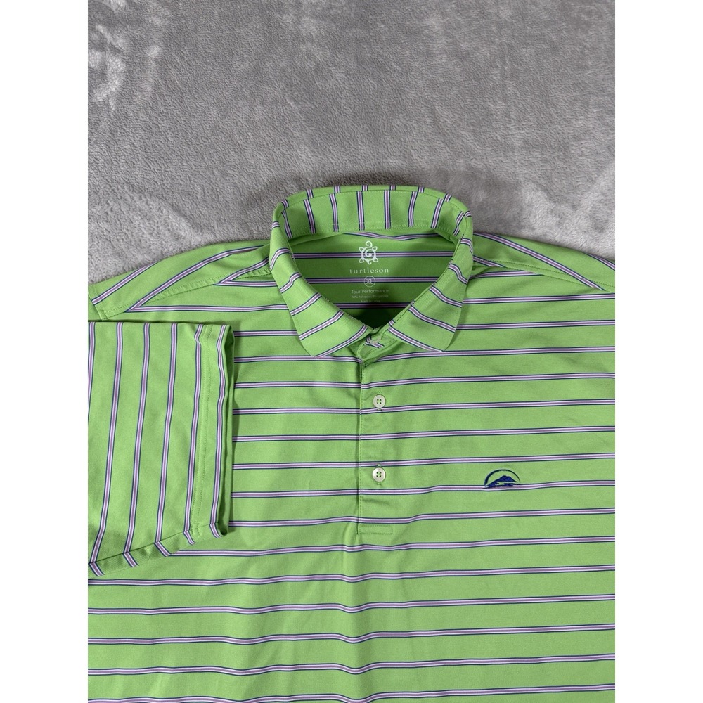 Turtleson‎ Shirt Mens XL Striped Tour Performance Polo Logo